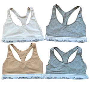 CALVIN KLEIN RACERBACK COTTON BRAS BRALETTES SMALL SET OF 4